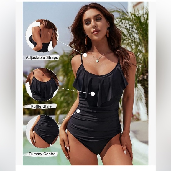 Blooming Jelly Womens One Piece Tummy Control Ruffle Swimsuit-Size XL NWOT - Picture 10 of 11